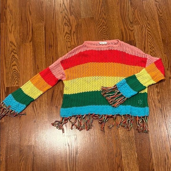 Pitusa Rainbow Striped Crochet Sweater - one size fits most (4-14) - Picture 1 of 4